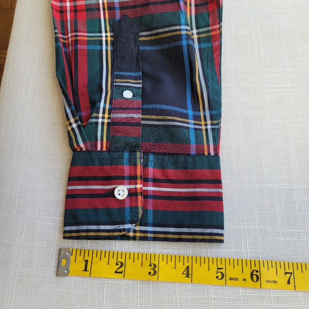 New! J.CREW sz L Tall Mens Secret Wash Cotton Poplin Shirt Black Tartan NWT